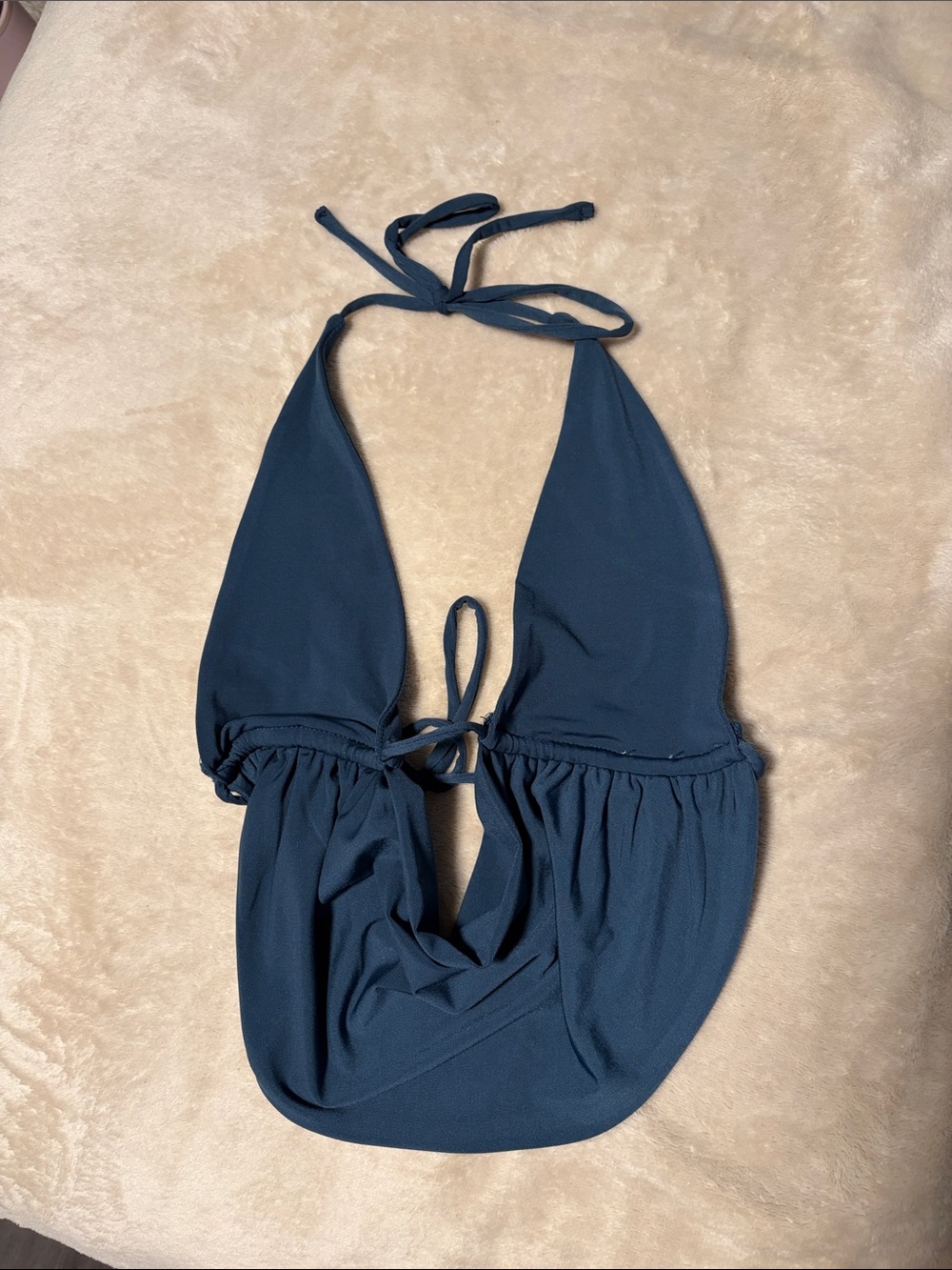 Garage Navy Blue Halter Crop Top